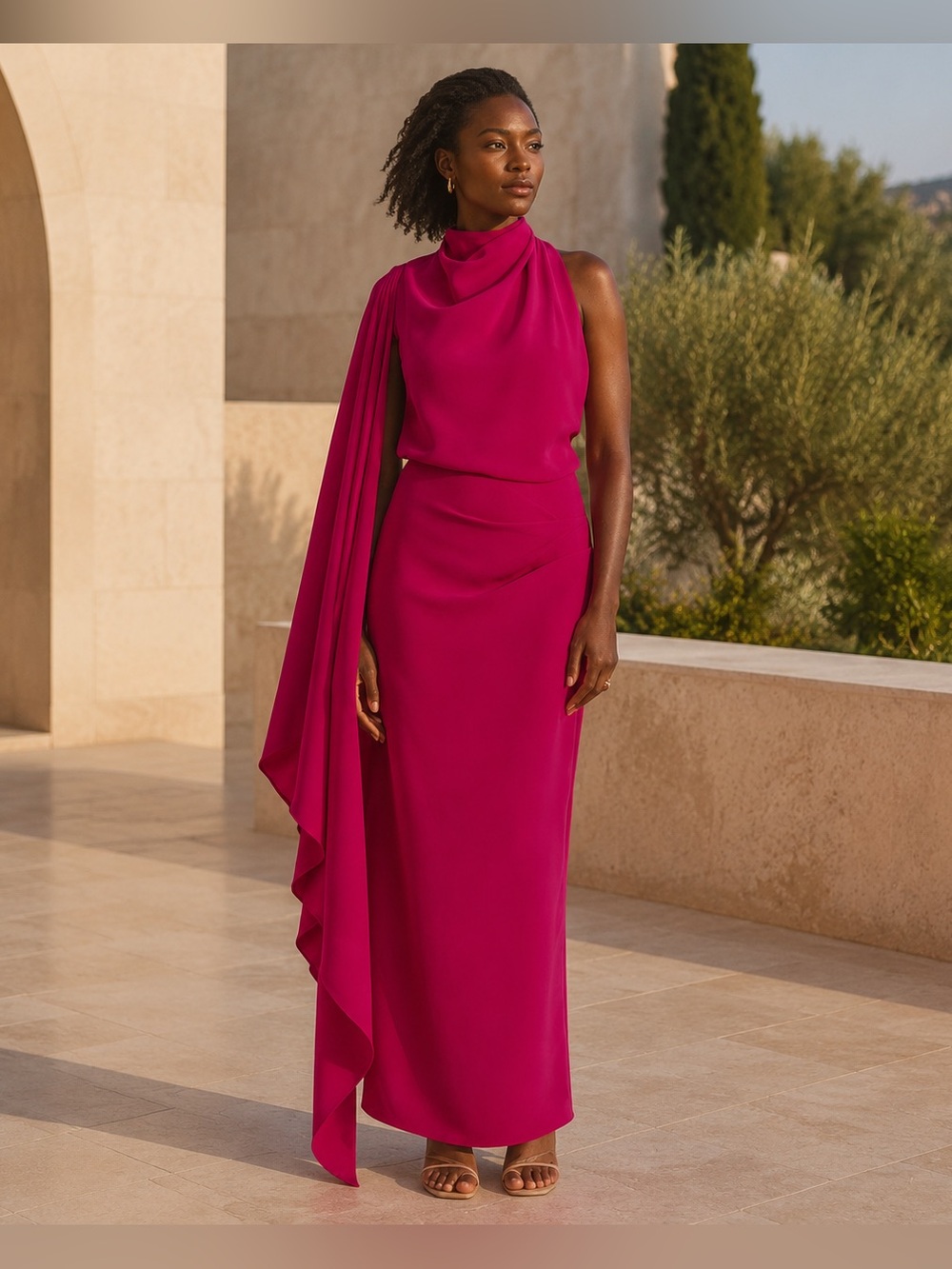 Acler Flintshire Asymmetric Satin Maxi Dress Violet Pink US 12 DL3